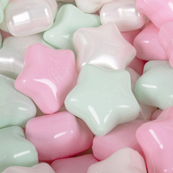 ZKG6-03-100 KiddyMoon Plastiksterne für Kinder 6 cm Sternchen Bälle Kugeln Kunststoff , Puderrosa/ Perle/ Minze