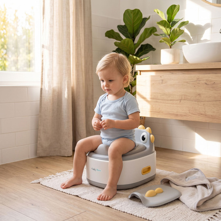 KiddyMoon Töpfchen für Kinder 3in1 mit Toilettensitz und Tritthocker, Grau, UNI