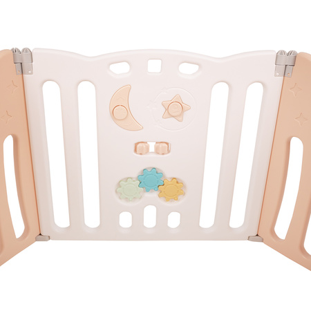 Laufstall für Kinder Laufgitter Spaß Spielen Sicherheit, Weiß-Pink:Weiß/Grau/Transparent, 6 + 2 Paneele/200 Bälle