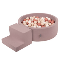 KiddyMoon Spielplatz aus Schaumstoff mit Rund Bällebad (200 Bälle) Ballgruben für Babys Spielbad Hindernisläufen, Hergestellt in der EU, erikafarben:pastellbeige/lachsfarben/weiß, Bällebad (200 Bälle) + Stüfchen