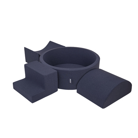 KiddyMoon Spielplatz aus Schaumstoff mit Bällebad und Bälle Hindernisläufen, dunkelblau:babyblue/blau/perle, Bällebad (300 Bälle) + Version 6