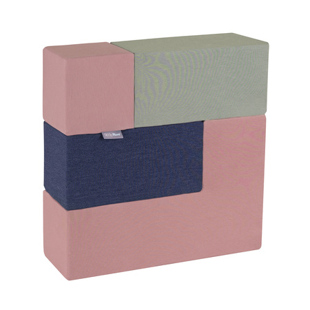 KiddyMoon Schaumstoff Würfel für Baby Weiche Blöcke Schaum Spielzeug Montessori-Spielzeug mit Schaum und viel Spaß für Kinder, erikafarben-dunkelblau-beige-salbeifarben, 9 Stücke