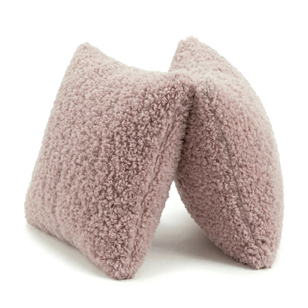 KiddyMoon Dekokissen für Kinder 2er Set Teddyplüsch Kinderzimmer 30x30 cm, rosa, 2er Pack