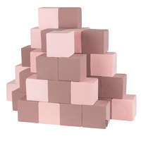 KiddyMoon Weiche Bausteine aus Schaumstoff für Kinder, Blöcke: erikafarben-pink, 48 Stücke