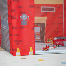 Spielhaus Spielzelt Feuerwehrhaus Faltbares Für Kinder Realistisches Design Langlebige Und Sichere Materialien Leicht Zu Montieren Perfekt Für Drinnen Und Draußen, rot-grau, Keine Bälle