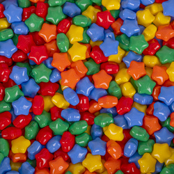 ZKG6-03-100 KiddyMoon Plastiksterne für Kinder 6 cm Sternchen Bälle Kugeln Kunststoff , Gelb/ Grün/ Blau/ Rot/ Orange