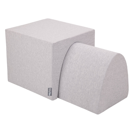 KiddyMoon Spielplatz aus Schaumstoff Hügel/Tunnel Hindernisläufen, hellgrau, Multi-Größe