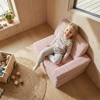 KiddyMoon Kindersessel Für Kinder Teddy-Plüsch, Aufklappen Sessel Kinderstuhl Für Kinderzimmer Stuhl Faltmatratze, rosa, Kindersofa