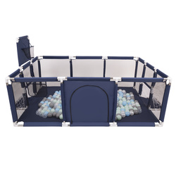 Laufstall Baby Großer Spielplatz mit Bällen Laufgitter für Kinder, Dunkelblau:perle/grau/transparent/babyblau/minze, 200 Bälle