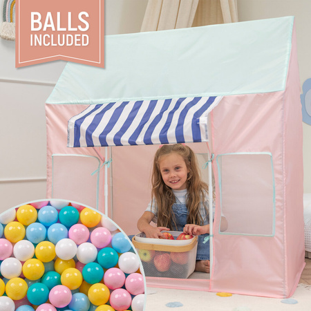 Kinderzelt Spielhaus Faltbares Eisdiele Für Kinder Spielzelt Leicht Aufzubauen Fördert Fantasie Und Kreativität Ideal Für Drinnen Und Draußen Leicht Zu Reinigen, pink-minze:weiß/gelb/babyblau/puderrosa/türkis, 300 Bälle