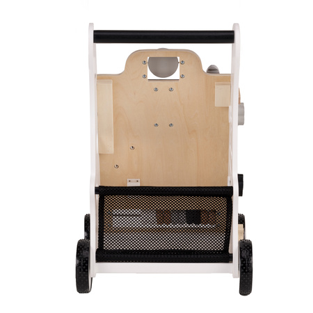 KiddyMoon Lauflernwagen aus Holz für Kinder Lauflernhilfe Spaß Babys, Laufen Lernen, Multifunktion Holzspielzeug für Kleinekinder Montessori-Spielzeug, , schwarz-weiß, Standard