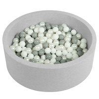 Bällebad Bällepool für Baby Kinder mit 200 bunten Bällen Rund, hellgrau: weiß/grau/perle, 90x30cm/300 Bälle