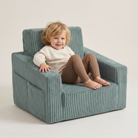 KiddyMoon Klappbarer Kindersessel aus Schaumstoff Kindersofa, grün, UNI