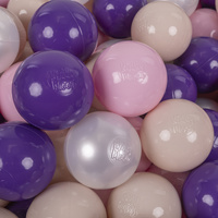KiddyMoon Kinder Bälle für Bällebad Baby Spielbälle Plastikbälle ∅7cm Made in EU, pastellbeige/puderrosa/perle/violett, 50 Bälle/7cm