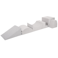 KiddyMoon Spielplatz aus Schaumstoff Würfel/ Zwickel M/ Hügel/ Tunnel/ Rampe M/ Kopfteil M/ Stüfchen PPZ-217 , Hellgrau