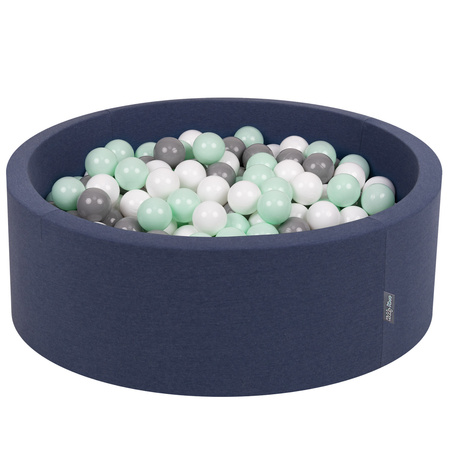 KiddyMoon Bällebad Bällepool mit bunten Bällen ∅ 7Cm  für Babys Kinder Rund, dunkelblau, 90 x 30 cm 200 Bälle