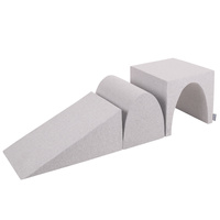 KiddyMoon Spielplatz aus Schaumstoff 3-teiliges Set Zwickel L/Hügel/Tunnel, hellgrau, Multi-Größe