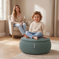 KiddyMoon Kinderpouf aus Schaumstoff mit abnehmbarem Bezug, grün, M