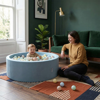 KiddyMoon Rundes Bällebad mit Bällen für Baby aus Schaumstoff, blau:perle, 90 x 30 cm 200 Bälle