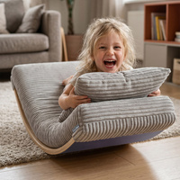 KiddyMoon Matratze mit Kissen für Balance Board Rippenstrick Bezug Waschbarer Bezug, hellgrau, Matratze/Kissen