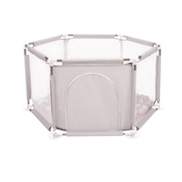 Sechseckiger Laufstall mit Bällen Laufgitter für Kinder, Grau:perle/grau/transparent/puderrosa, 100 Bälle