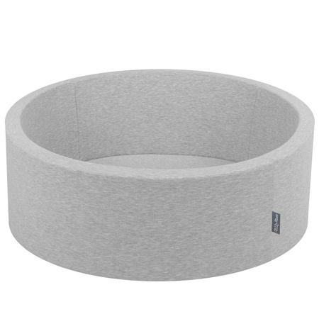 KiddyMoon Bällebad Bällepool mit bunten Bällen ∅ 7Cm  für Babys Kinder Rund, hellgrau:grau/weiß/transparent/babyblue, 90x30cm/200 Bälle