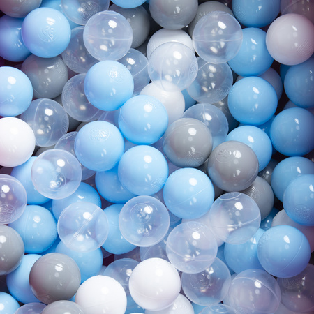 Tipi Spielzelt mit Bälle Indianerzelt für Kinder Kinderzimmer Zelt, grau-weiße Streifen:grau/weiß/transparent/babyblau, 200 Bälle
