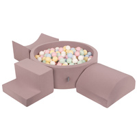 KiddyMoon Spielplatz aus Schaumstoff mit Bällebad und Bälle Hindernisläufen, erikafarben:pastellblau/pastellgelb/weiß/minze/puderrosa, Bällebad (200 Bälle) + Version 6