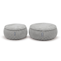 KiddyMoon Kinderpouf aus Schaumstoff mit abnehmbarem Bezug, hellgrau, L