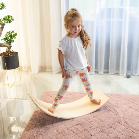KiddyMoon Balance Board Holz Balancebrett Kinder Gleichgewicht Montessori BB-004, Natürlich, Brett