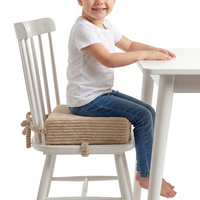 KiddyMoon Sitzerhöhung Für Kinder, Sitzkissen Für Kinderstuhl Mit 10 Cm Höhe, Waschbarem Bezug Und Bindebändern, beige, 33x33x10