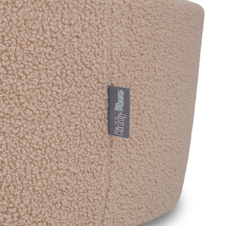 KiddyMoon Bällebad für Baby mit Teddy-Plüsch, Größere 7 cm Bälle für Eine Vollere Füllung, ab 8 Monaten, Abnehmbarer Bezug, Beige, 90 x 30 cm Ohne Bälle