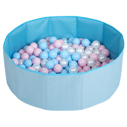 Faltbare Bällebad mit Bälle für Kinder Spielbad, blau:babyblau/puderrosa/perle, 200 Bälle