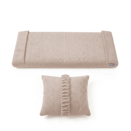 KiddyMoon Matratze mit Kissen für Balance Board Rippenstrick Bezug Waschbarer Bezug, dunkelbeige, Matratze/Kissen