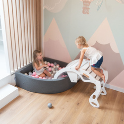 KiddyMoon Rocker Bogen Wippe aus Holz für Kinder, Kletterbogen Holz Wippe Babys Wippe, Holzbogen, Holzspielzeug Montessori Spielzeug, Modell WR-001, Weiß, 90,6x39x69 cm