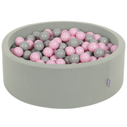 KiddyMoon Bällebad Bällepool mit bunten Bällen ∅ 7Cm  für Babys Kinder Rund, salbeifarben:puderrosa/grüngrau, 90x30cm/200 Bälle