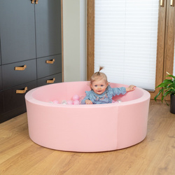 Bällebad Bällepool für Baby Kinder mit 200 bunten Bällen Rund, rosa: puderrosa/perle/transparent, 90x30cm/200 Bälle