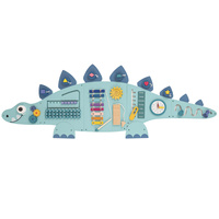 KiddyMoon Busy Board Montessori Motorikbrett Kinder Holz Dinosaurierform Lernspiel, blau, UNI
