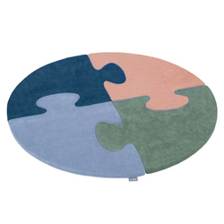 KiddyMoon Puzzles aus Schaumstoff Puzzlespiel Set Spielmatte für Kinder, Wüstenrosa/Waldgrün/Lagunetürkis/Eisblau