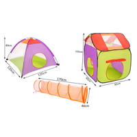 3in1 Spielzelt mit Tunnel Spielplatz PopUp Bällebad mit Bälle Für Kinder, Blau, 120x100x375