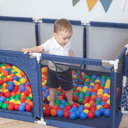 Laufstall Baby Großer Spielplatz mit Bällen Laufgitter für Kinder, Dunkelblau:gelb/grün/blau/rot/orange, 200 Bällen
