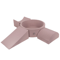 KiddyMoon Spielplatz aus Schaumstoff mit Bällebad und Bällen Hindernisläufen, erikafarben:pastellblau/pastellgelb/weiß/minze/puderrosa, Bällebad (300 Bälle) + Version 4