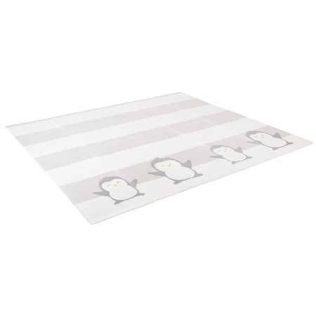 KiddyMoon Babymatte Zweiseitige Krabbelmatte Schaumstoffmatte Für Kinder Kindermatte Kindgerechte Muster Spielplatz Entwicklung Sicherer Und Bequemer Ideal Für Drinnen Und Draußen, Weiß-Pinguin, 180x200x1cm