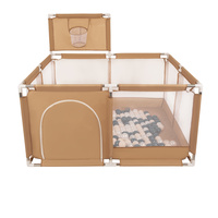 Laufstall mit Korb und Bällen Laufgitter für Kinder, beige:dunkeltürkis/pastellbeige/perle, 200 Bälle