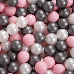 KiddyMoon Rund Bällebad Bällepool ∅ 7Cm Ballgruben Bunten Bällen Für Babys Spielbad Kleinkinder, Hergestellt in der EU, dunkelgrau:perle-puderrosa-silbern, 120x30cm/1000 Bälle