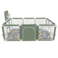 Laufstall Baby Großer Spielplatz mit Bällen Laufgitter für Kinder, grün:türkis/blau/gelb/transparent, 200 Bällen