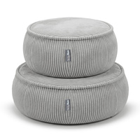 KiddyMoon Kinderpouf aus Schaumstoff mit abnehmbarem Bezug, hellgrau, L