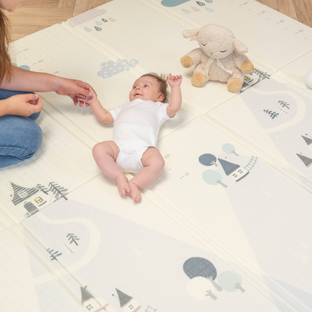 KiddyMoon Babymatte Zweiseitige Krabbelmatte Schaumstoffmatte Für Kinder Kindermatte Kindgerechte Muster Spielplatz Entwicklung Sicherer Und Bequemer Ideal Für Drinnen Und Draußen, Grau-Bergen, 180x200x1,5cm