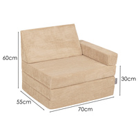 KiddyMoon Kindersessel aus Schaumstoff Sessel für Kinder Kinderzimmer Faltmatratze Relaxsessel Kuschelsessel, beige, Kindersofa