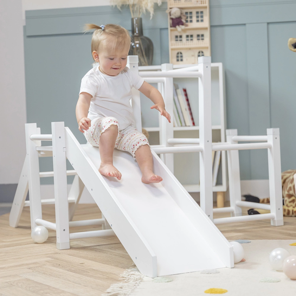 Klettergerüst Indoor Holz Spielplatz Mit Rutsche Anti-Rutsch Pads Stabile Konstruktion Grau Uni Klettergerüst Indoor Holz Spielplatz Mit Rutsche Anti-Rutsch Pads Stabile Konstruktion Grau Uni